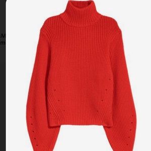 Red chunky wool and cashmere turtleneck